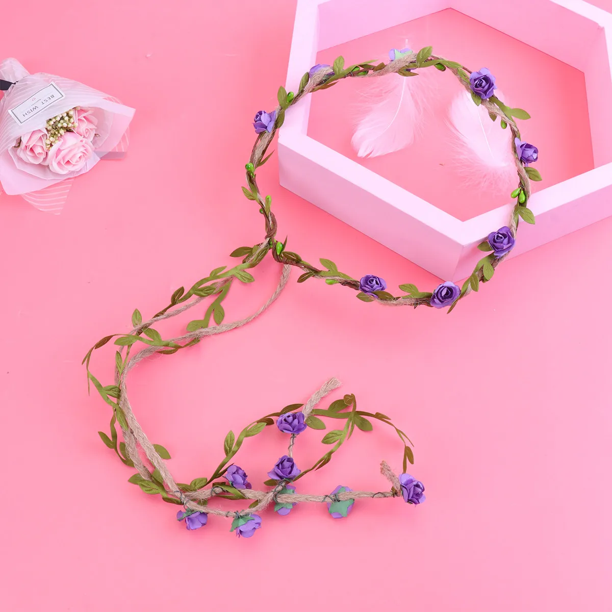 

2 шт. повязки на голову с розами, удобные цветочные венки ручной работы, свадебные гирлянды-венки для вечеринок, фестивалей, путешествий, фотосессий