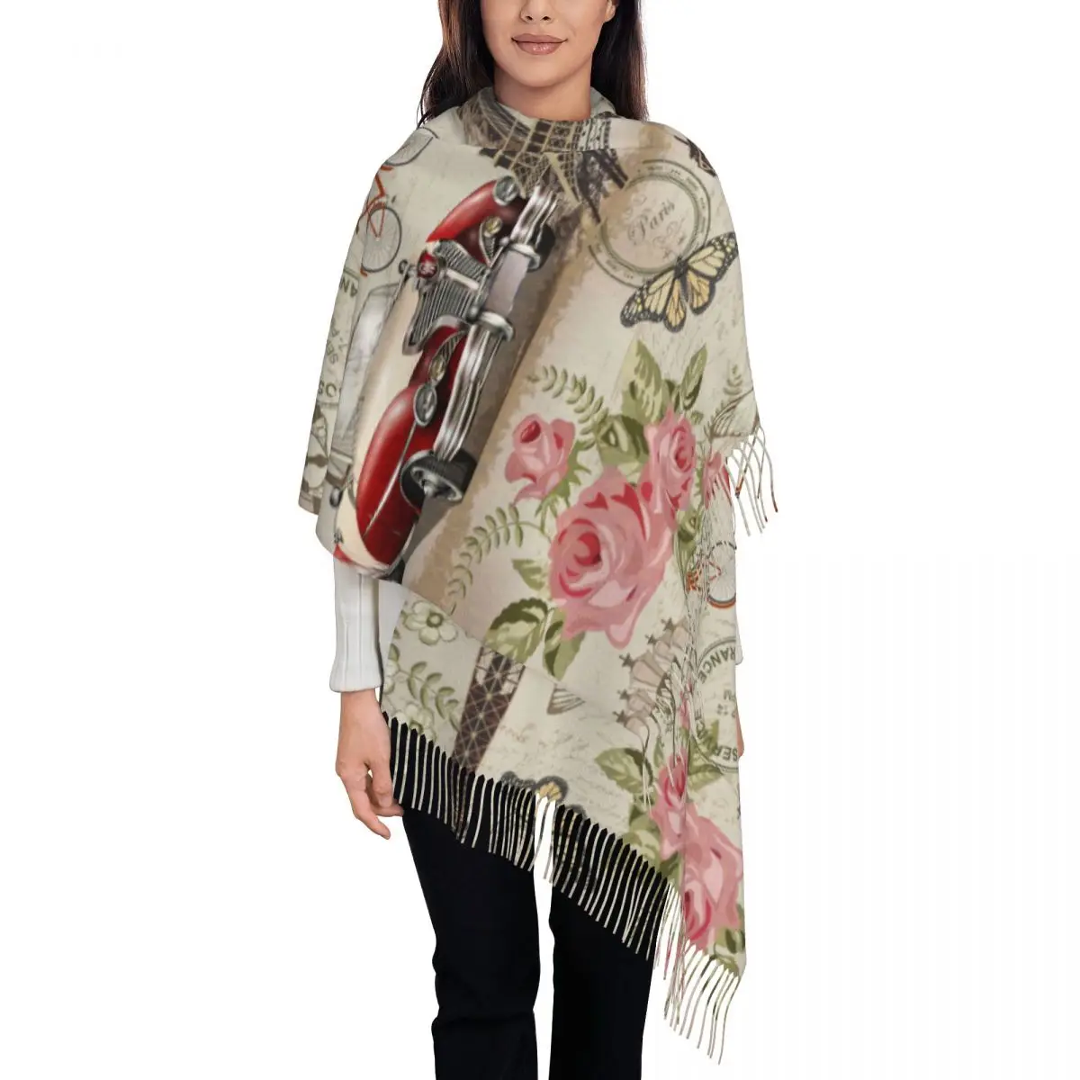 

Vintage Paris Postcard Womens Warm Winter Infinity Scarves Set Blanket Scarf Pure Color