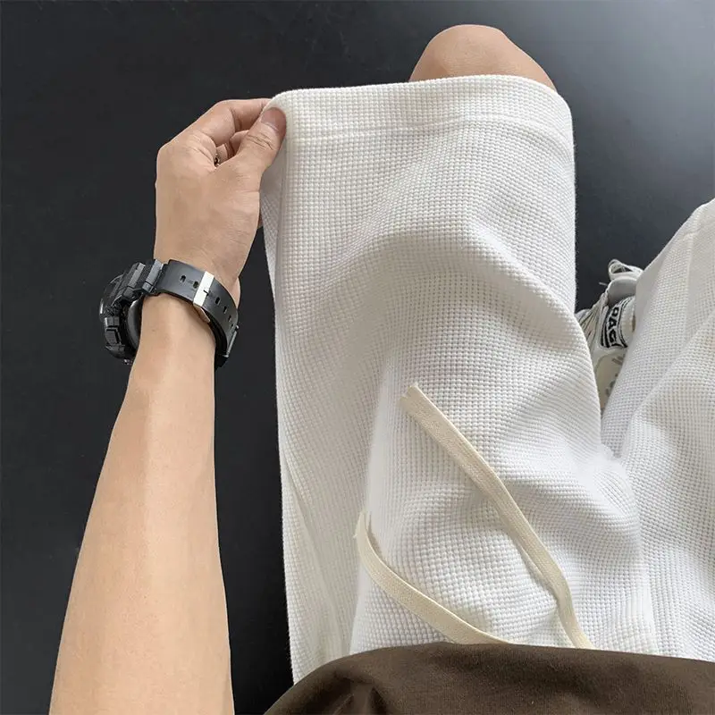 Waffle Shorts Men Summer American Retro Heavyweight Trendy Sport Quarter Casual Loose Fit