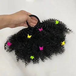 2 unids/pack suave lindo 4 pulgadas puff banda elástica cola de caballo go afro rizado marley hinchable sensación como humano natural para niñas