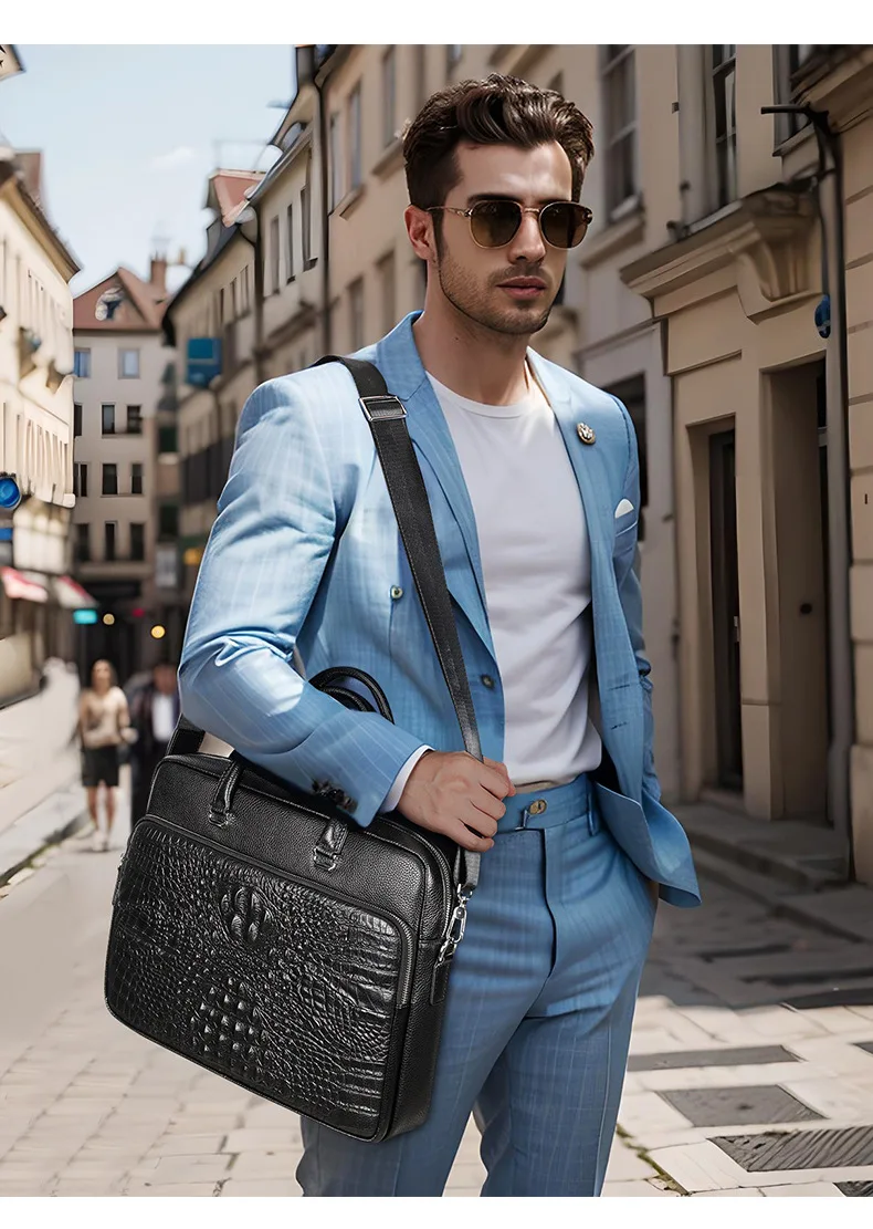 Luufan Echt leder Business Aktentasche Mode 15 "Laptop Handtaschen täglich arbeiten Einkaufstaschen Männer männliche Büro taschen für Dokumente