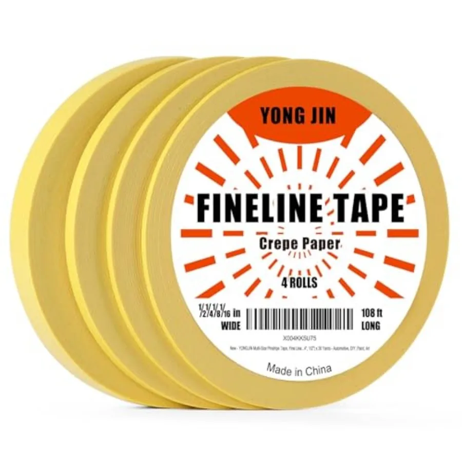 

Multi-Size Pinstripe Tape, Fine Line Masking Tape Set for Automotive, DIY, Paint, Art 1/16", 1/8", 1/4", 1/2