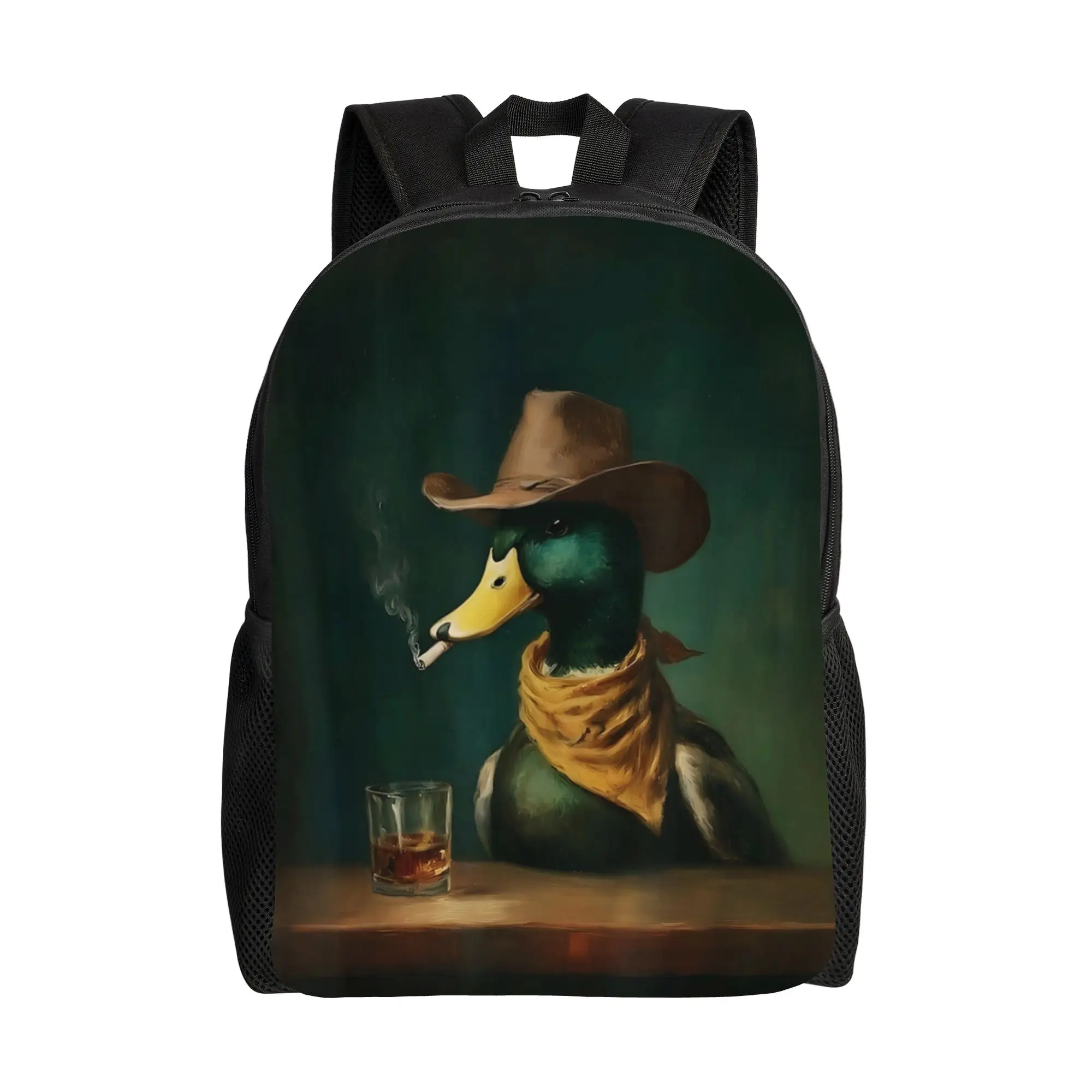 

Funny Mallard Duck Smoking Cigarette Meme Backpack Durable Backpacks Polyester Style High School Bags High Quality Rucksack
