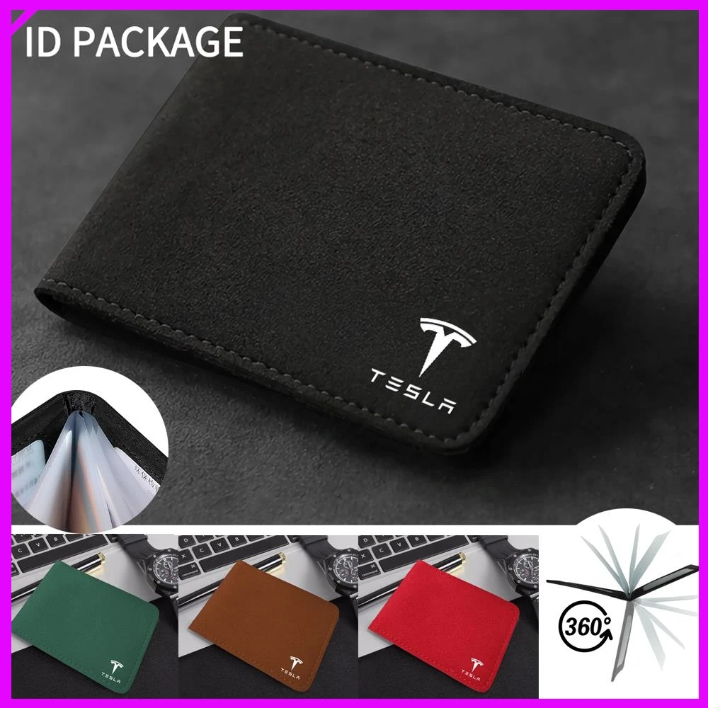 

1pc Car Wallet Driver License Bag ID Passport Card Package For Tesla Model 3 S X Y Roadster Coil Auto Valve Core Accessories