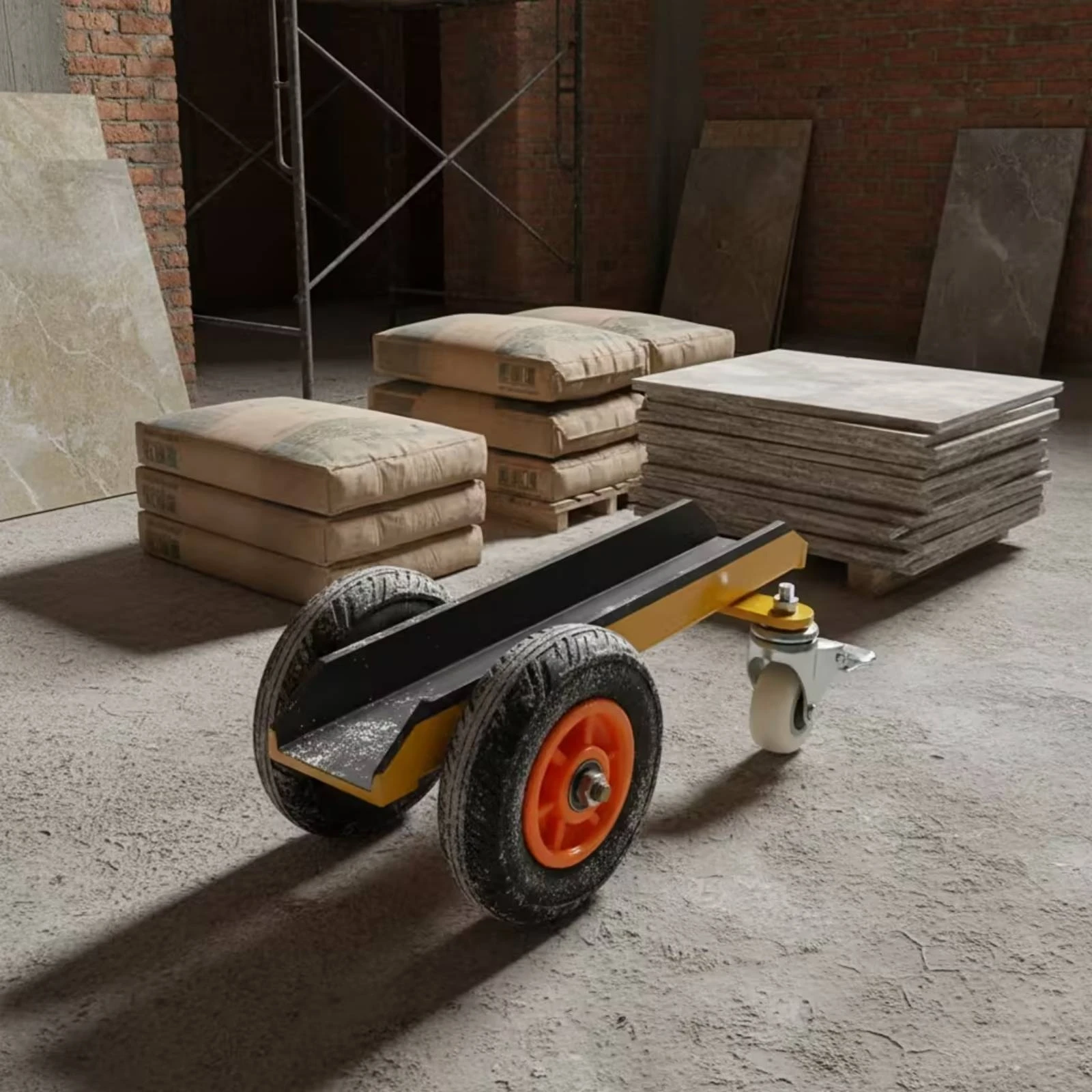 Slab Dolly Swivel Panel Mover Four-Wheel Cart with Rubber Tires Industrial Slab Dolly with Wheels Maintenance-Cost-Free