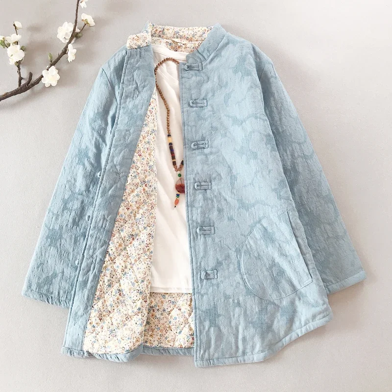 Female Autumn And Winter Clothes Retro Top Cotton Linen Outwear Chinese Style Clothing Women Jacket Tang Suit Femme 13028