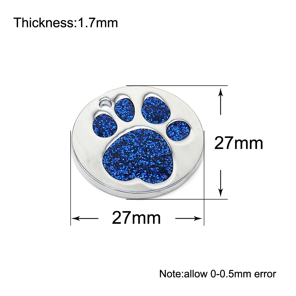 20Pcs Dog ID Tag PAW Round Cat Alloy Personalized Lable Laser Pet Supplies Plate