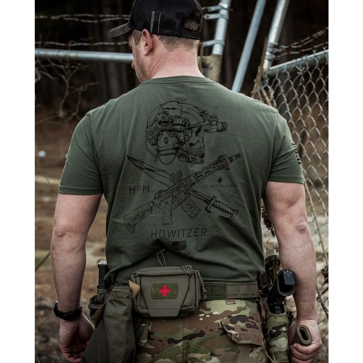 ملابس رجالية تي شيرت برقبة مستديرة تي شيرت تكتيكي قطن 100% تي شيرت فضفاض يسمح بمرور الهواء تي شيرت عسكري متحمس