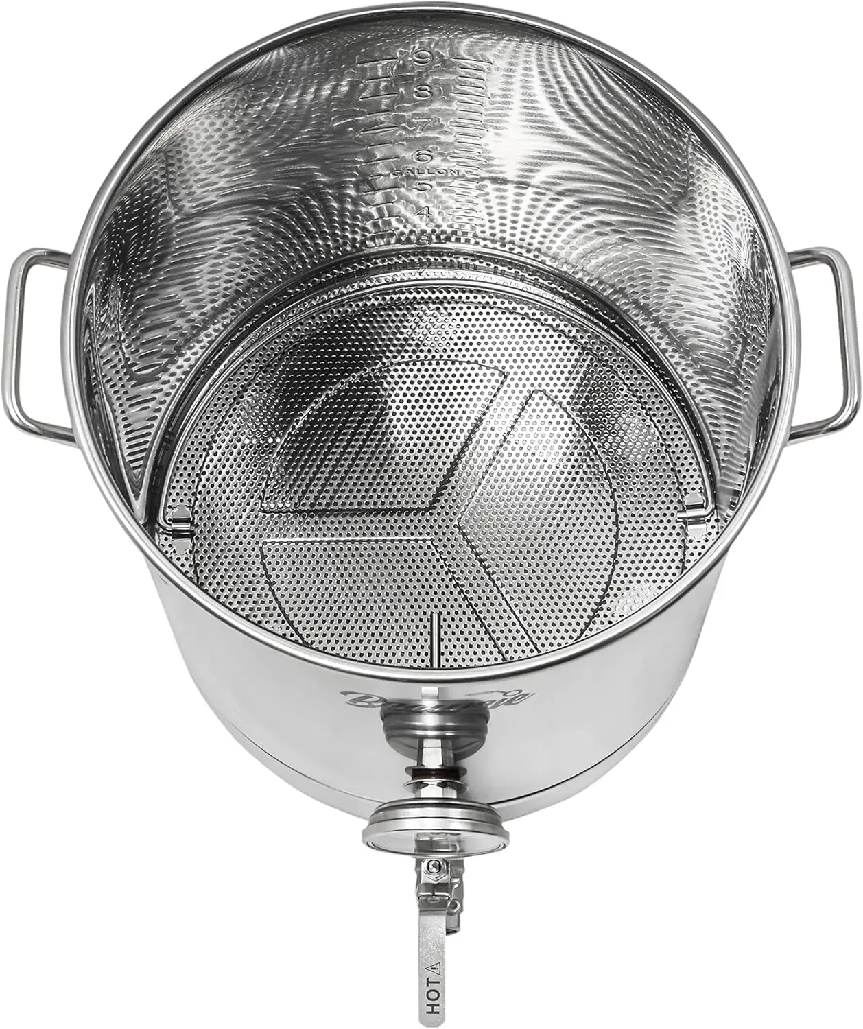 Stainless Steel Home Brew Kettle w/Dual Filtration. Equip with False Bottom Thermometer and Ball Valve for Brewing (16 G