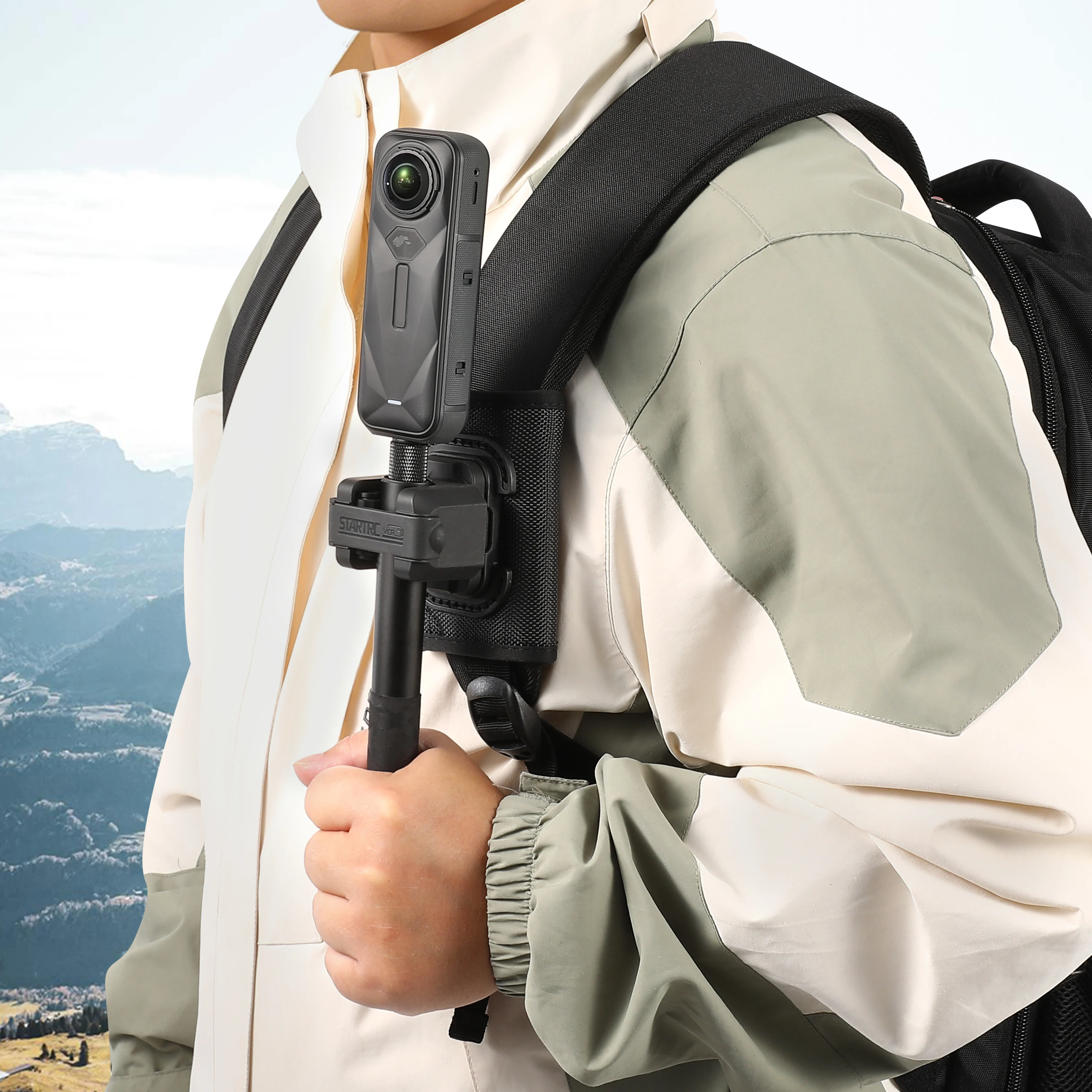 Selfie-Stick-Halterung Rucksack-Clip-Halterung für Insta360 X6 X5 X4 DJI Osmo 360 Action 6 5 Pocket 4 3 Gopro Hero 13 12 Zubehör