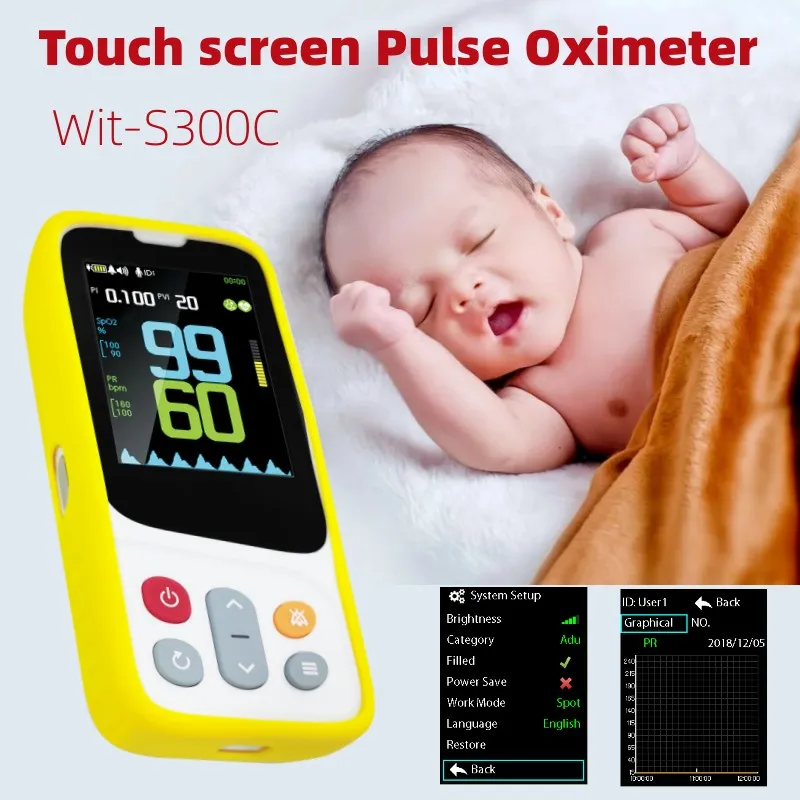 

Medical Handheld Pulse Oximeter for baby Bluetooth APP Control Oximetry Blood Oxygen Heart Rate Monitor Child Adult Neonatal