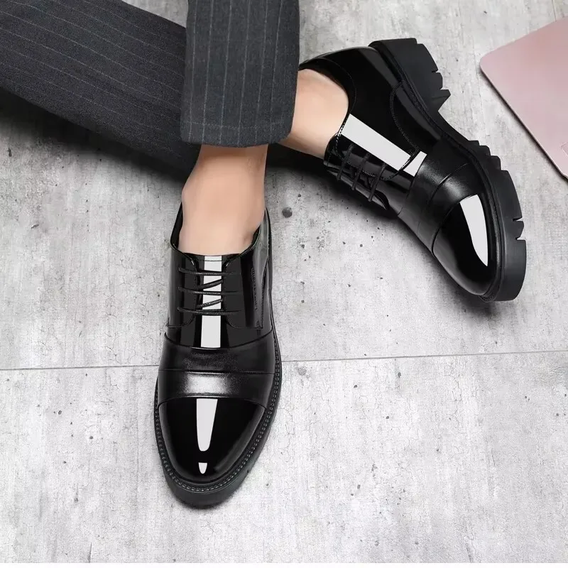 Men\'s Elevator Shoes 9CM Height Increase Shoes Lift Men Dress Leather Shoes For Man Invisible Inside Height Wedding Shoes