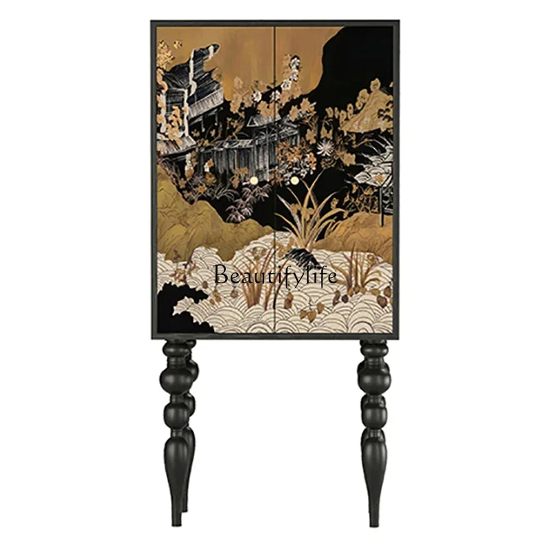

FG11French-style high-footed cabinet entrance, dining side, solid wood, Chinese style storage and storage integrated