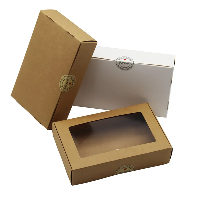 24Pcs Gift Window Paper Box For Packaging DIY Carton Packing White Candy Thank You Boxes 18x11.5x4cm