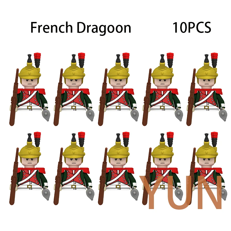 Napoleonic Wars Military Soldiers Building Blocks WW2 Mini Action Figures Russian French British Fusilier Weapons Toys For Kids