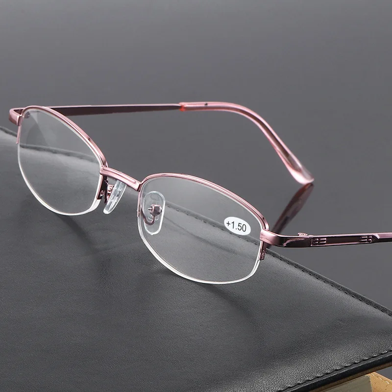 Half Frame Reading Glasses Women Retro Metal Presbyopic Eyeglasses Men Anti Blue Light Hyperopia Eyewear Diopter +1.0 To +4.0