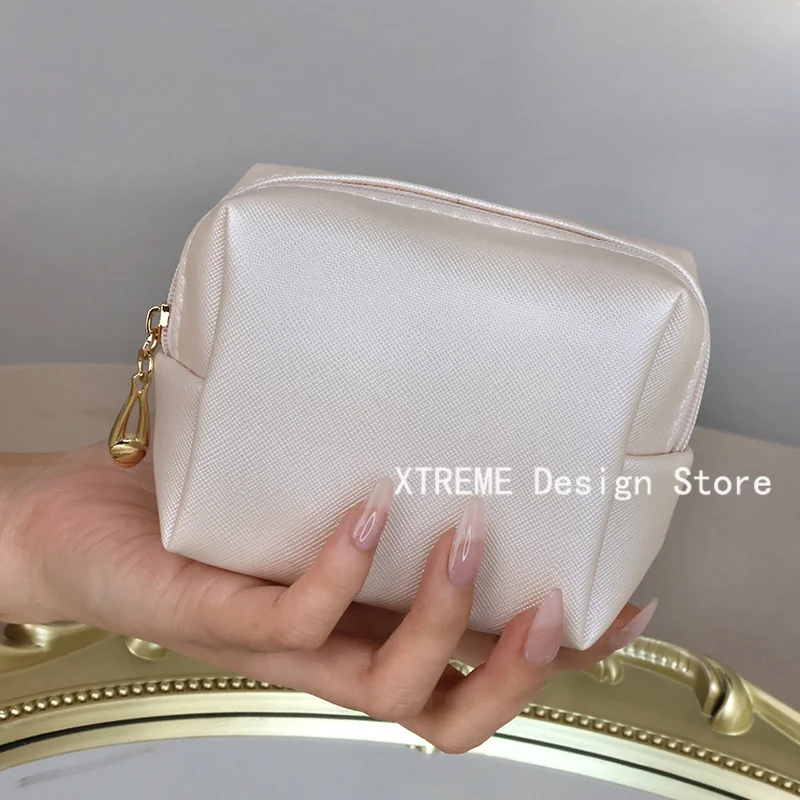 PU Leather Mini Cosmetic Bag Portable Makeup Bag Wallet Lipstick Storage Pouch Sanitary Cotton Organizer Woman Clutch Bag