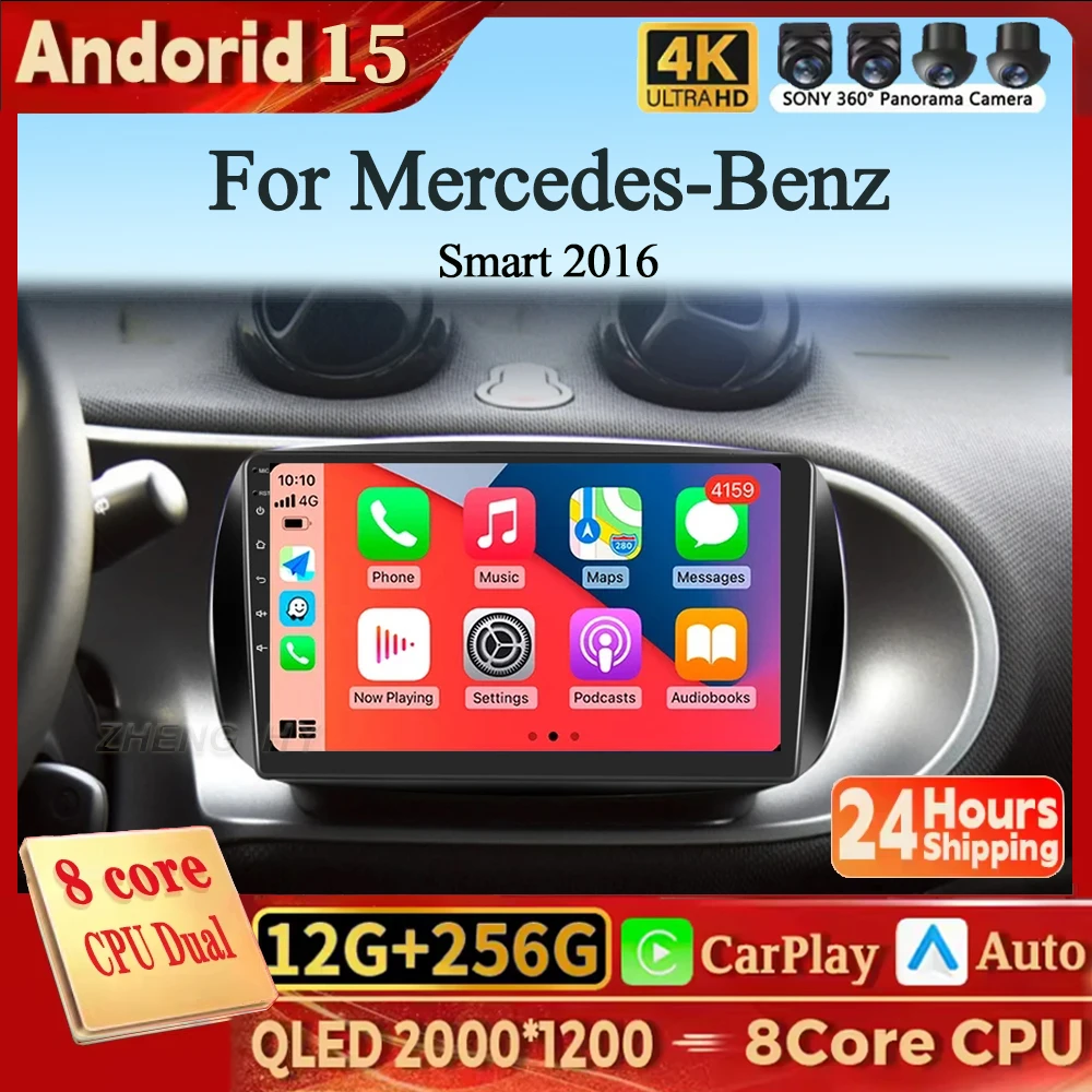 

Android 15 9inch Wireless CarPlay Android Auto Car Radio For Mercedes-Benz Smart 2016 car intelligent systems GPS 2din autoradio