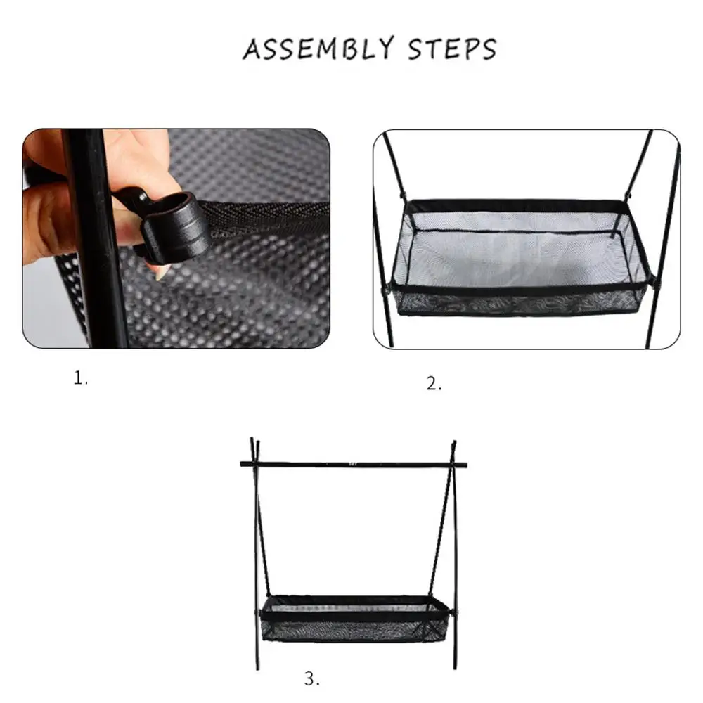 Picnic Under Table Storage Bag Desk Storage Box Tripod Mesh Basket Organizer Camping Table Tripod Rack for Picnic Camping