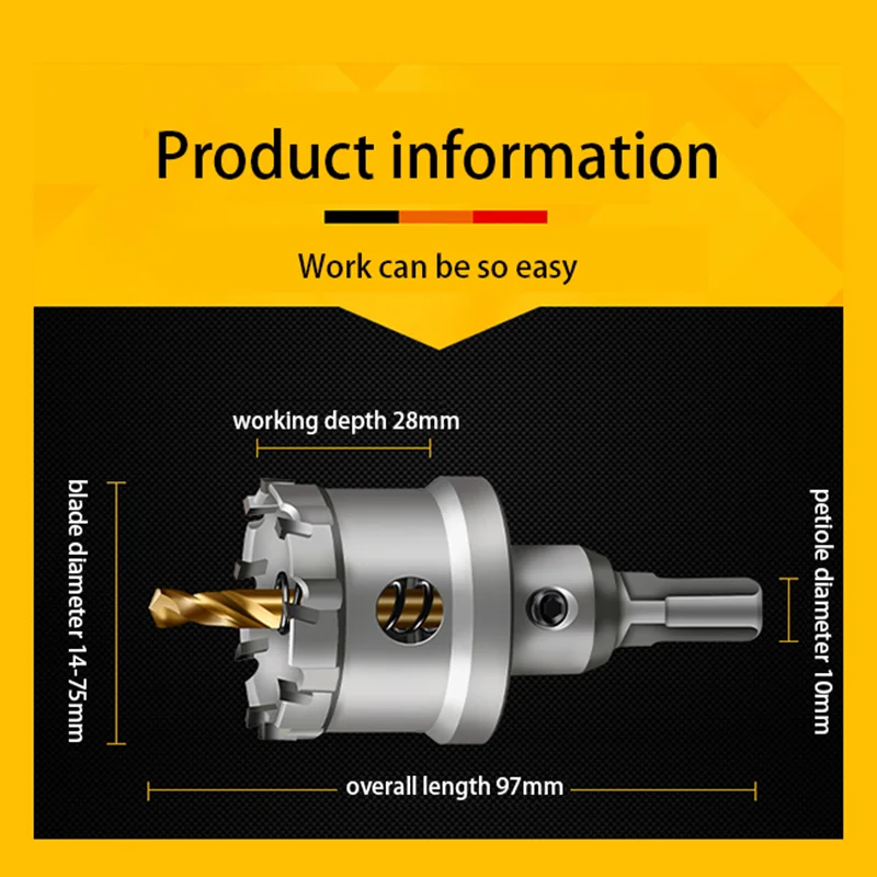 Imagem -03 - Liga de Cobalto Carbide Hole Saw Broca Cortador de Núcleo de Ferro de Corte de Madeira Broca de Metal 1pc Aço Inoxidável