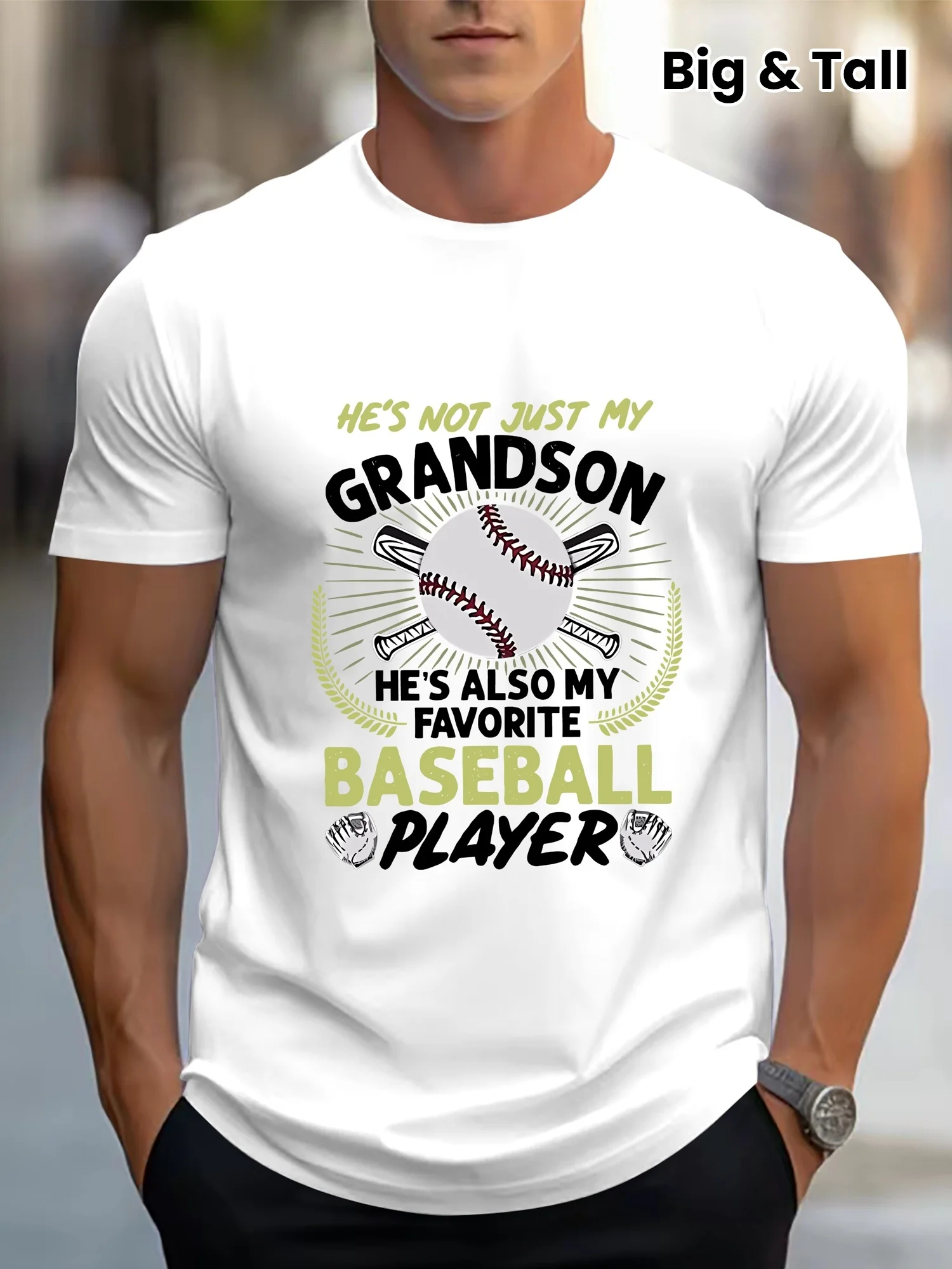 

Relaxed Fit Plus Size Men's Baseball Graphic Print T-Shirt - Summer Outdoor Sports Wear for Big and Tall Guys - Breathable