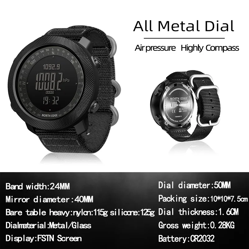 Electronic Digital Watch Compass Waterproof Altitude Men