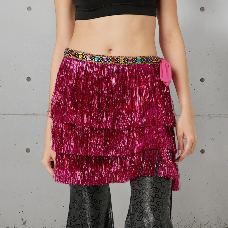 ผ้าพันสะโพกผู้หญิงแบบมีพู่ห้อยตกแต่ง  กระโปรงคาดเอวแบบมีพู่เก๋ไก๋  ผ้าคลุมสะโพกสำหรับงานปาร์ตี้และงานคาร์นิวัล