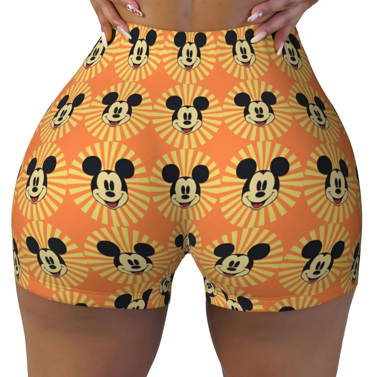 

Custom Cartoons Mickey Mouse Manga Workout Shorts Women Gym Volleyball Biker Yoga Shorts