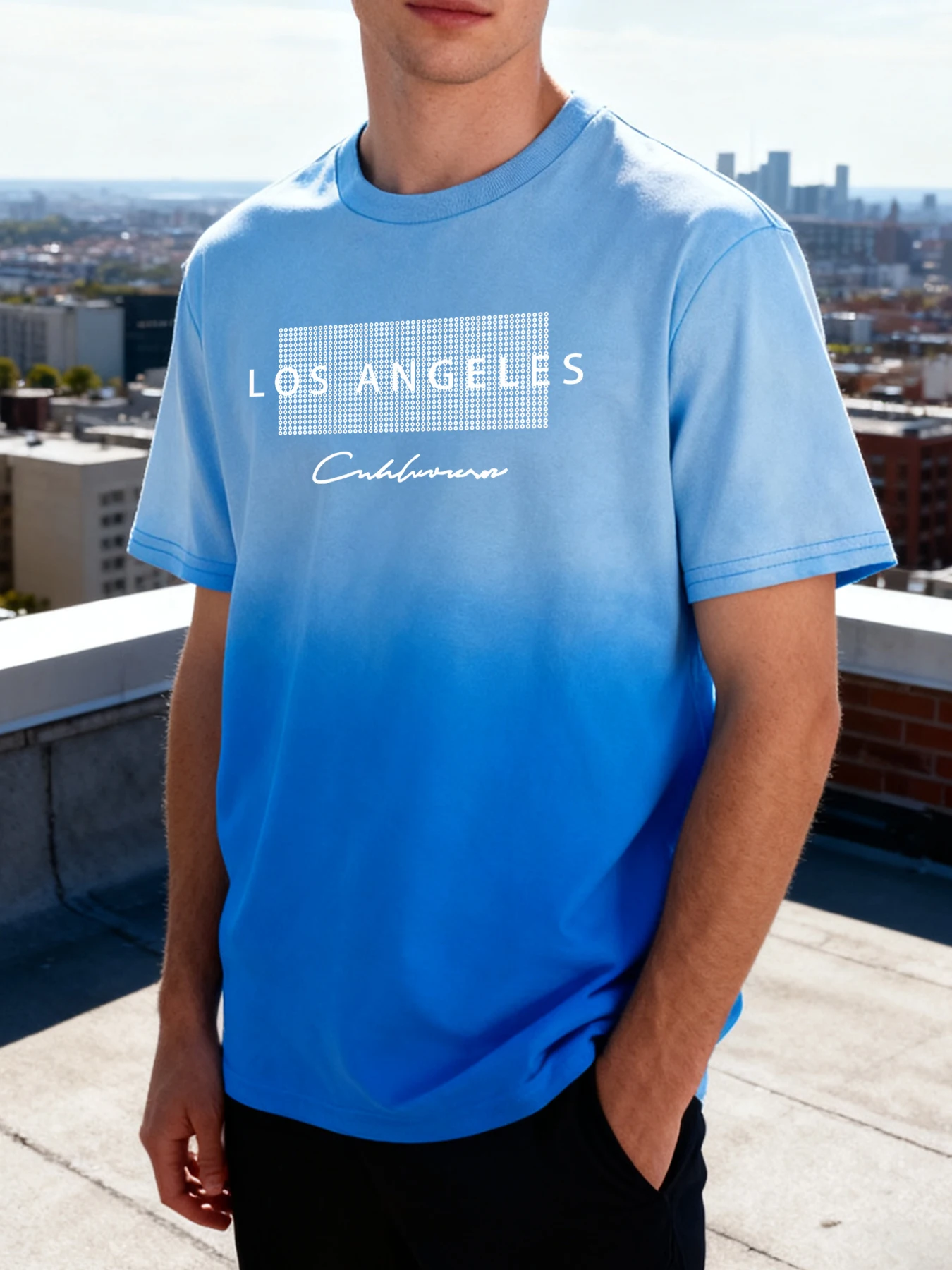 المدن الشهيرة في الولايات المتحدة التعادل صبغ تي شيرت رجل الصيف الإبداعية المحملة القطن لينة بلوزة مستديرة العنق للجنسين موضة ملابس فضفاضة