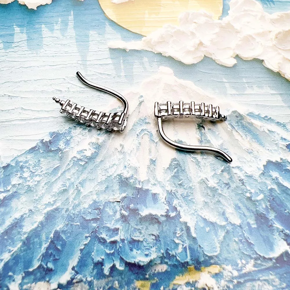 Tear Drop Ear Climber Europe Style Glam Fashion Good Jewerly For Women Classic Gift In 925 Sterling Silver Super Deals