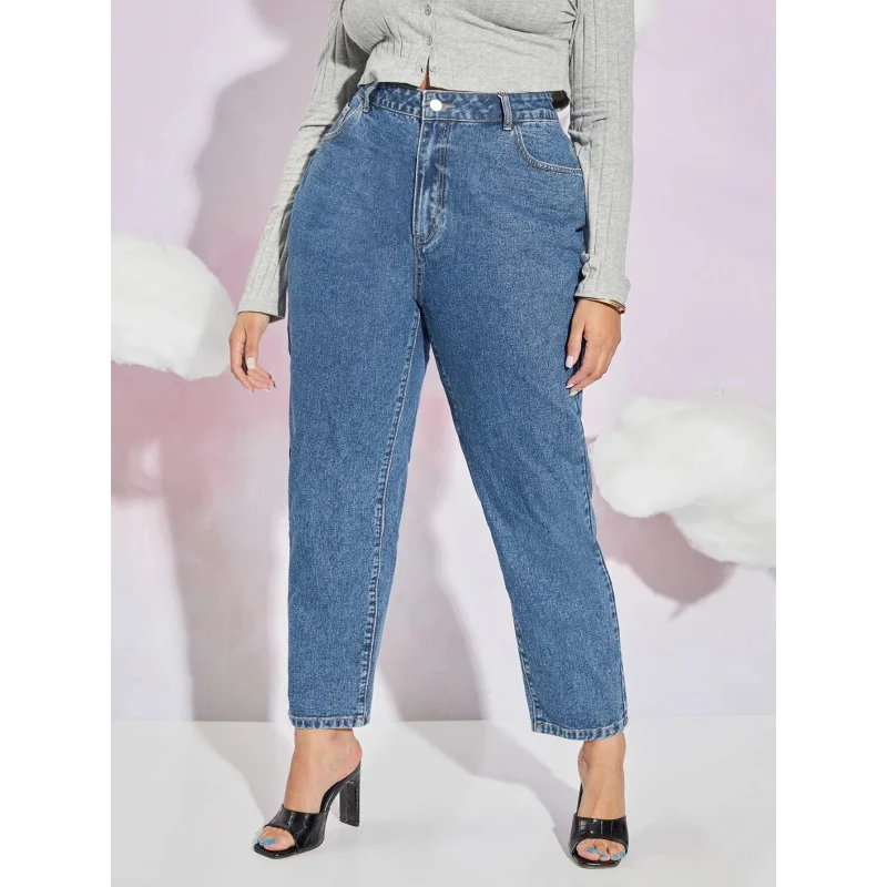 Cross-Border European and American plus Size Denim Harem Pants Elastic Tapered PantsTEMUAmazonSHEINOverseas Warehouse Delivery