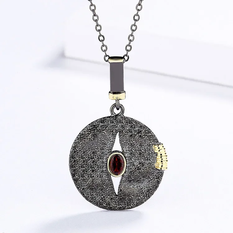 Women's 925 Silver Retro Geometric Ring Necklace Asymmetric Earrings Set