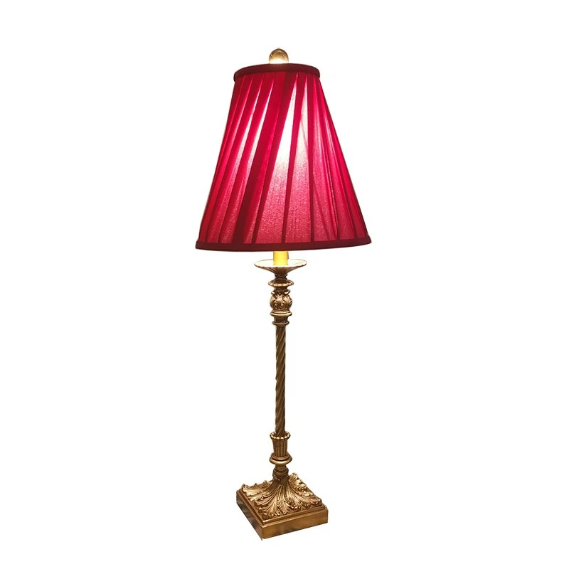 American retro floor lamp burgundy wedding bedroom coffee table decorative table lamp European gold porch table cafe
