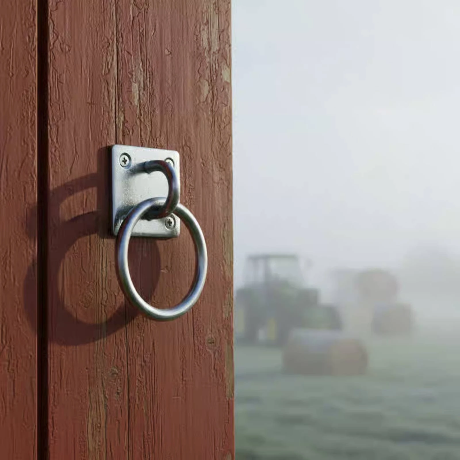 Stall Door Loop Square Plate Horse Stall Loop Barn Door Handle Four Holes Building Accessory Shiny Silver for Gate view 2