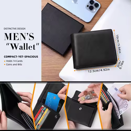 Wallets for Mens Muti-Functional RFID Blocking Slim Wallet with 15 Credit Card Holders - Image 5