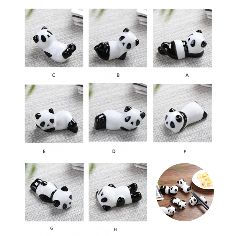 Cute Panda Underglaze Ceramic Chopstick Holder Tableware Restaurant Spoon Bracket Utensil for Kitchen Supplies Home Centerpiece