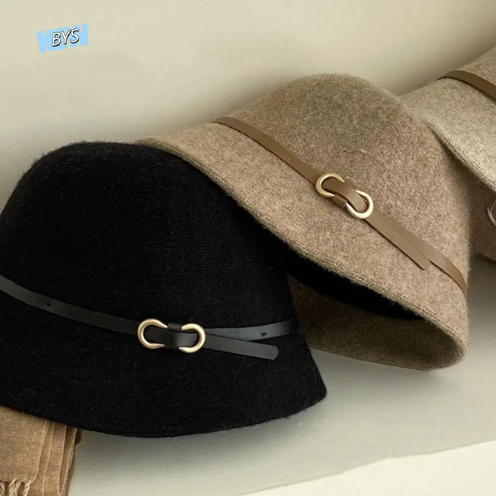 

Sweet Woolen Wool Fisherman Hat Pure Color British Style Women's Formal hat Elegant Korean Style Basin Hat Streetwear