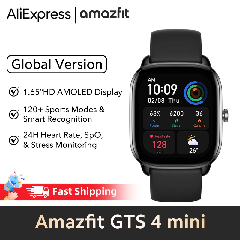 

Global Version Amazfit GTS 4 mini 1.75 inch Smart watch With Alexa Built-in 24H Heart Rate 150 Sports Modes Smart Watch
