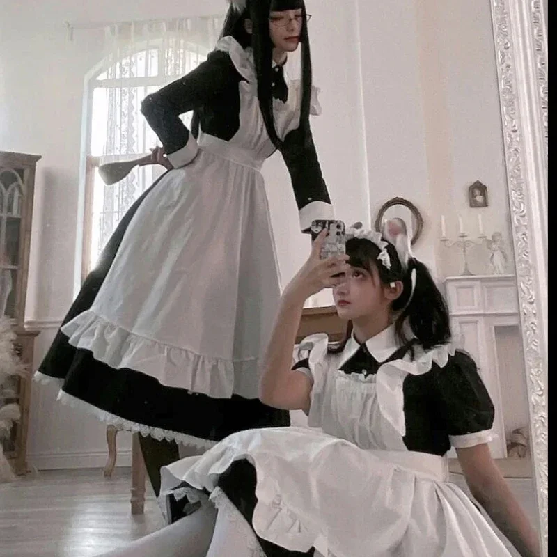 3 Style Classical British Maid Role Play Japanese Kawaii Anime Cartoon Apron Maid Outfits Plus Size Love Live Cosplay Costumes
