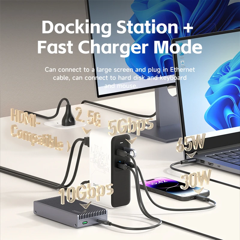 Imagem -05 - Hagibis 100w Gan Docking Station para Switch Rog Aliado Vapor Carregador Rápido 4k Monitor 2.5g Ethernet para Thunderbolt Macbook Pro