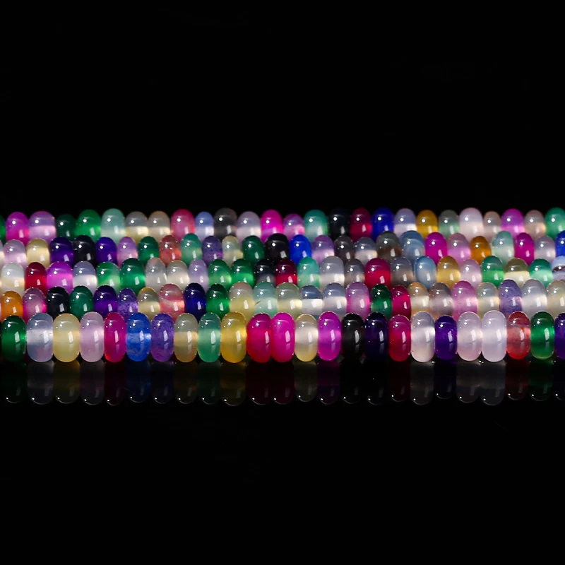 4x2mm Natural Stone Mixed Agate Flat Round Abacus Shape Bead Loose Spacer For Jewelry Making Diy Necklace Bracelet Accessory