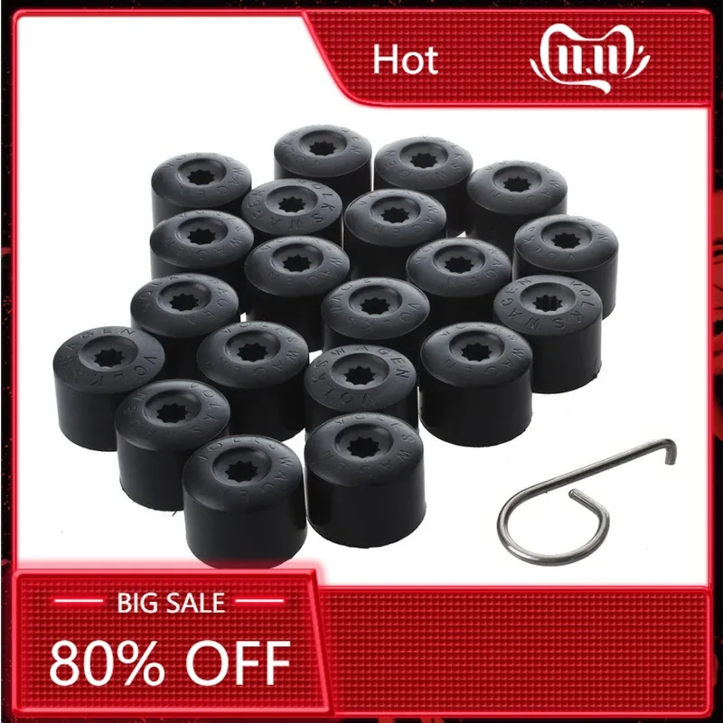 

Для VOLKSWAGEN VW, 20 шт., 17 мм, колпачки на колесные гайки с инструментом для снятия, для VW Beetle, Audi, Skoda, черные, защита экстерьера