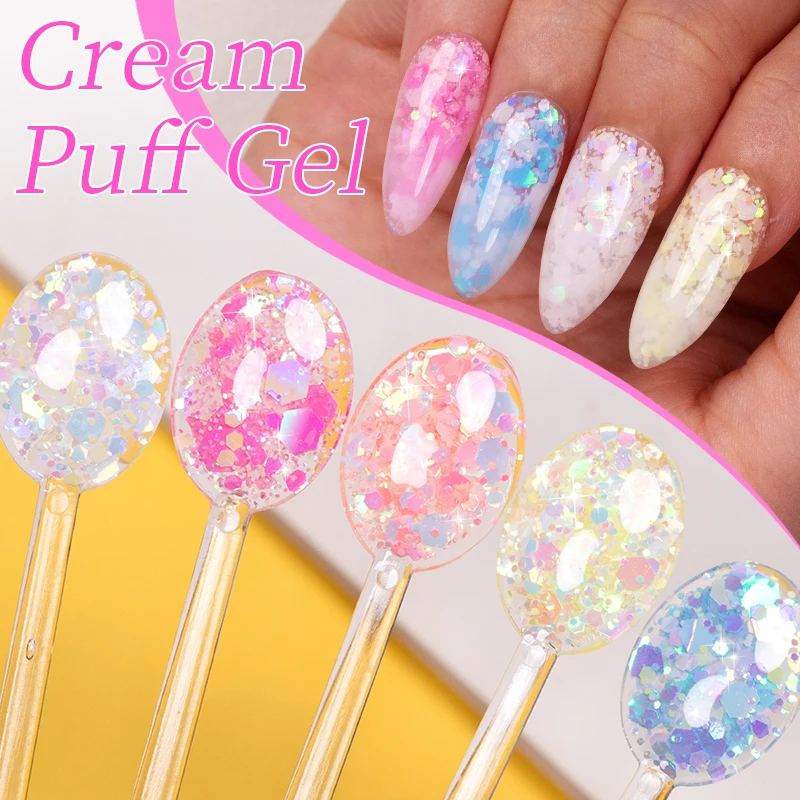 PUENTE Summer Glitter paillettes Gel smalto per unghie crema lucida Puff Gel 5ML Soak Off Gel UV per unghie vernice semipermanente per Manicure