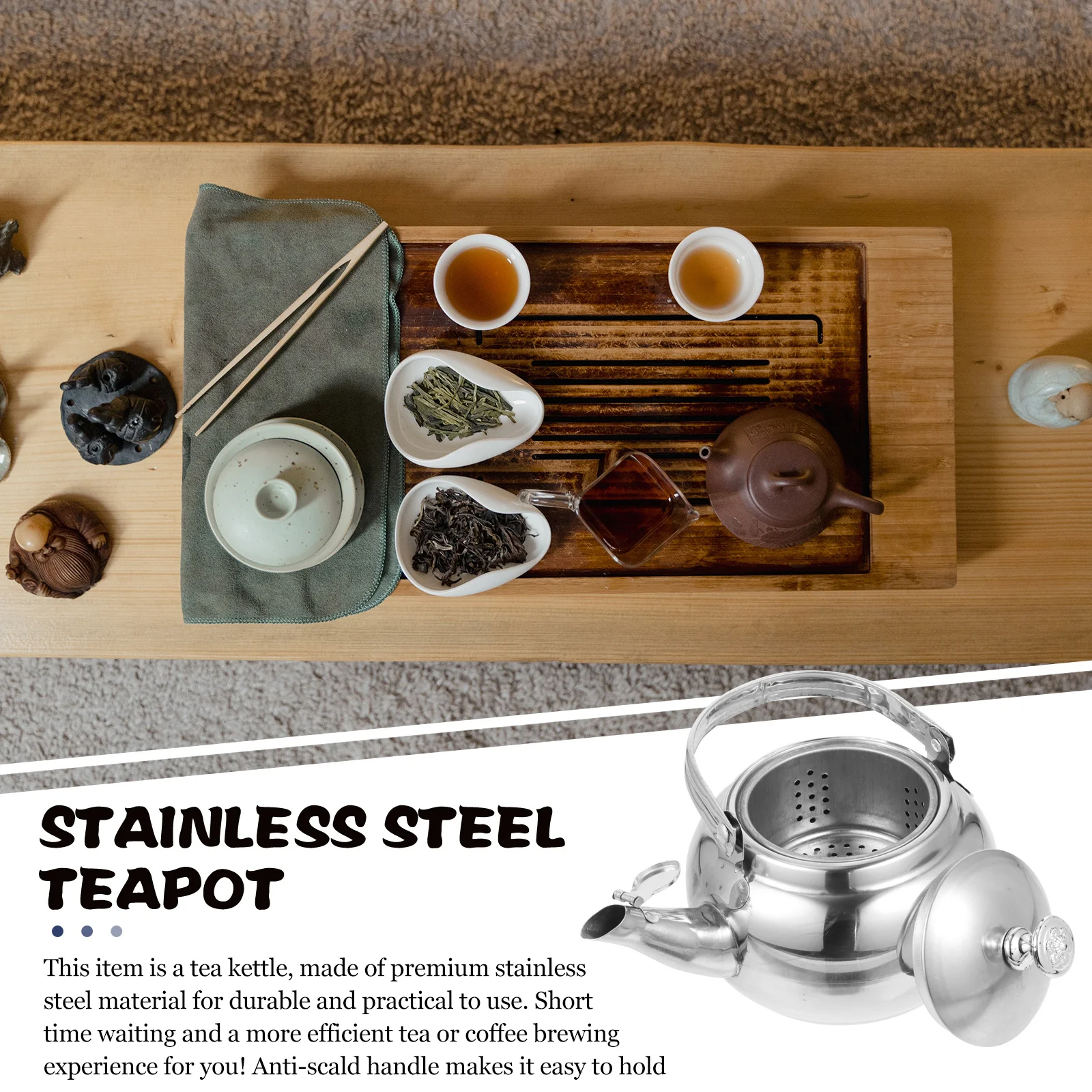 

Stainless Steel Kettle Whistling Stove Top Large Tea Pot for Home Water Heating Coffee Camping Portable Travel Use
