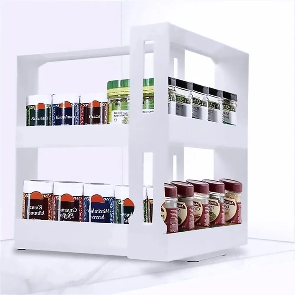 Spice Organizer Rack Multi-function Rotating Storage Shelf Slide Kitchen Cabinet Cupboard Organizer Kitchen Storage Rack