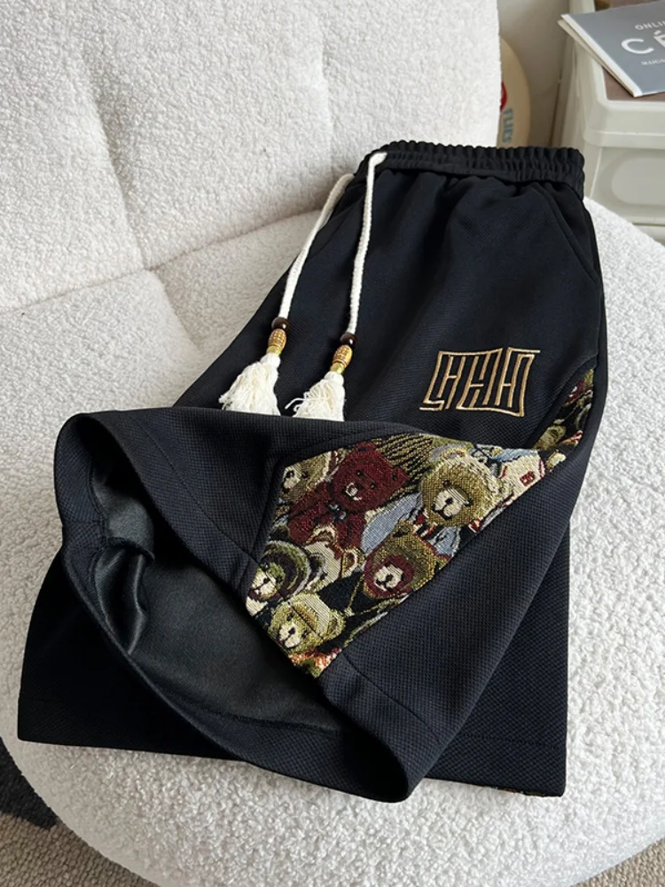 

Мужские летние тонкие баскетбольные штаны Bear ort с вышивкой и лоскутным шитьем, дышащие, легкие, спортивные