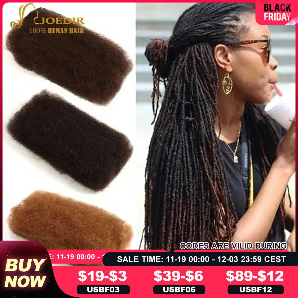 Joedir-Extensions de Cheveux Brésiliens Remy Afro Crépus Bouclés, en Vrac, pour Tressage Dreadlocks, Tresse au Crochet, QVR