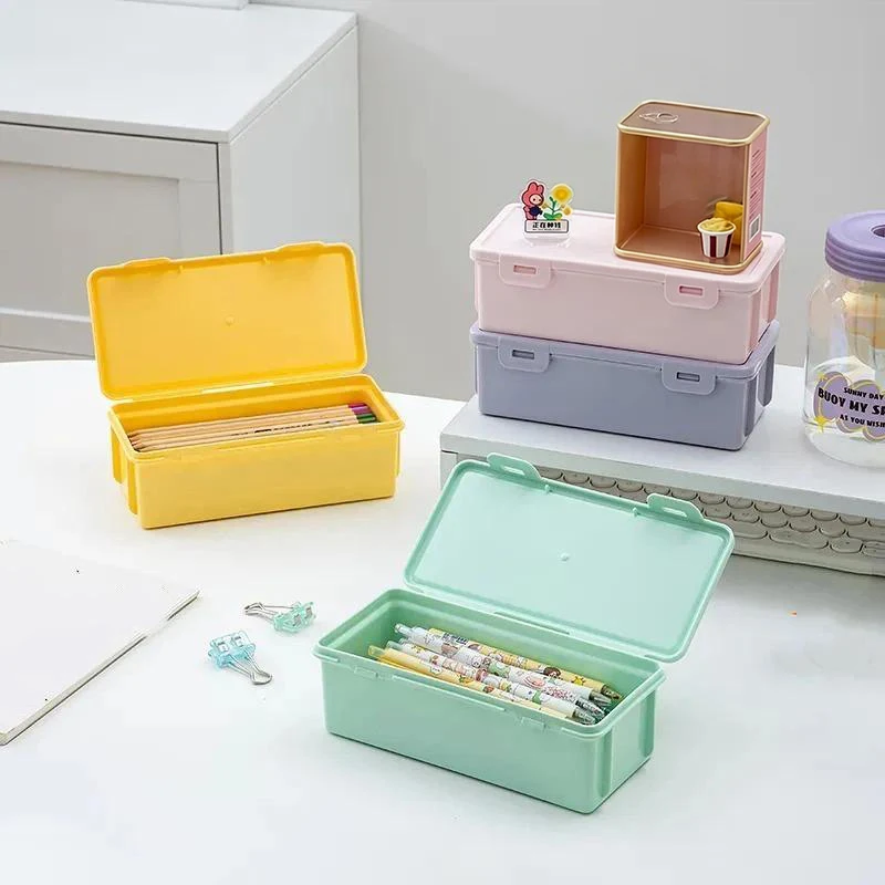 Macaron Color Plastic Pencil Case With Large Capacity And Snap Lid Perfect For Students School Stationery Storage