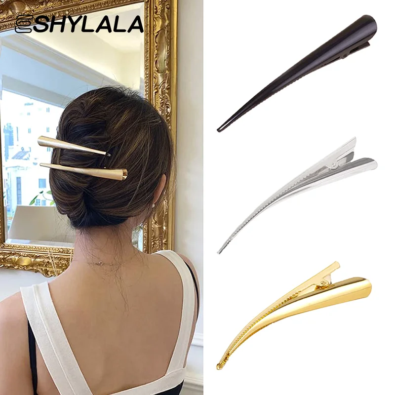 

5/10pcs Long Metal Hair Clips Horn Clip Hair Clamps Hair Accessories Duck Teeth Hairdressing Salon Tip Clip