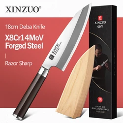 XINZUO 18cm Deba Knife X8Cr14MoV Forged Steel Traditional Japanese Crafts Luxurious Sashimi Salmon Knives Upgrade Design